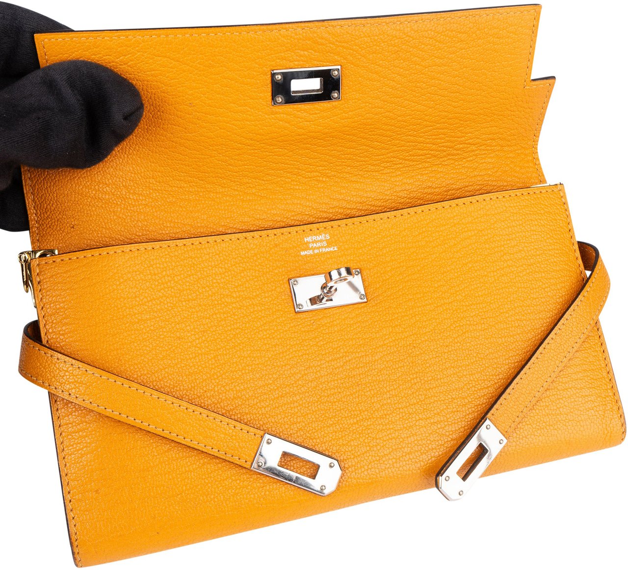 Hermès Hermès Jaune Chevre Leather Kelly Wallet Geel