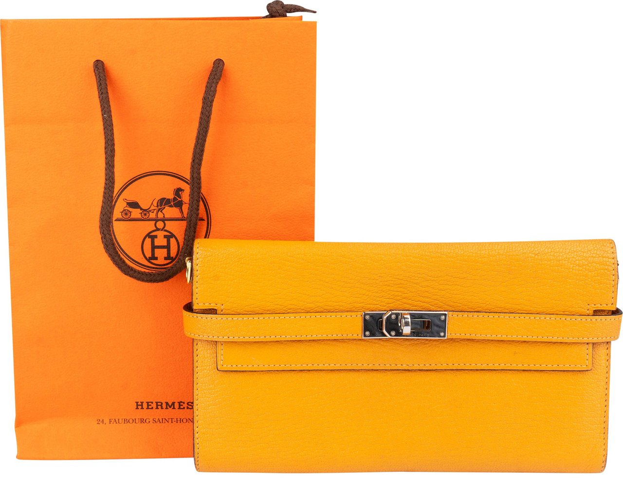 Hermès Hermès Jaune Chevre Leather Kelly Wallet Geel