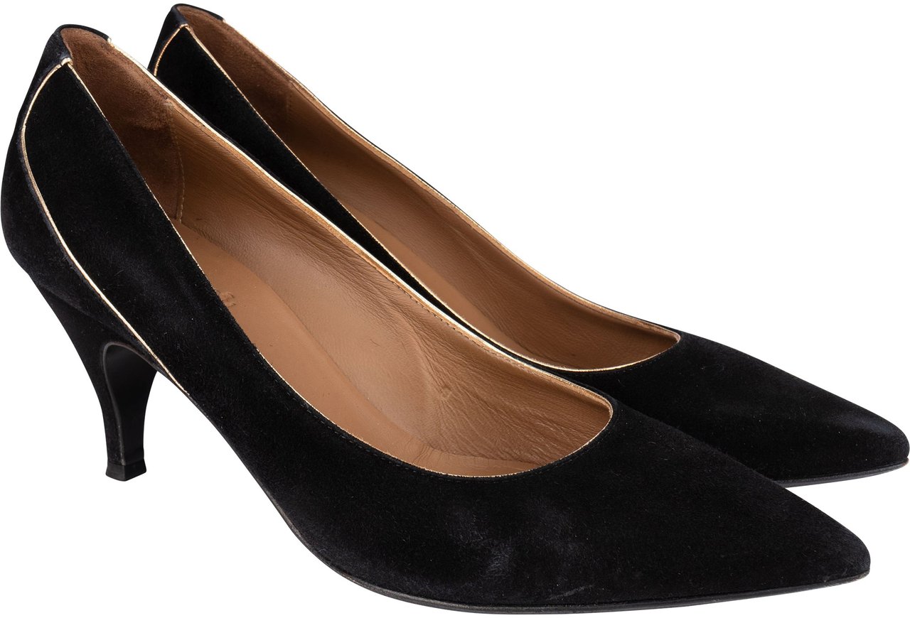 Hermès Noir Suede Lining Heels (34,5) Zwart