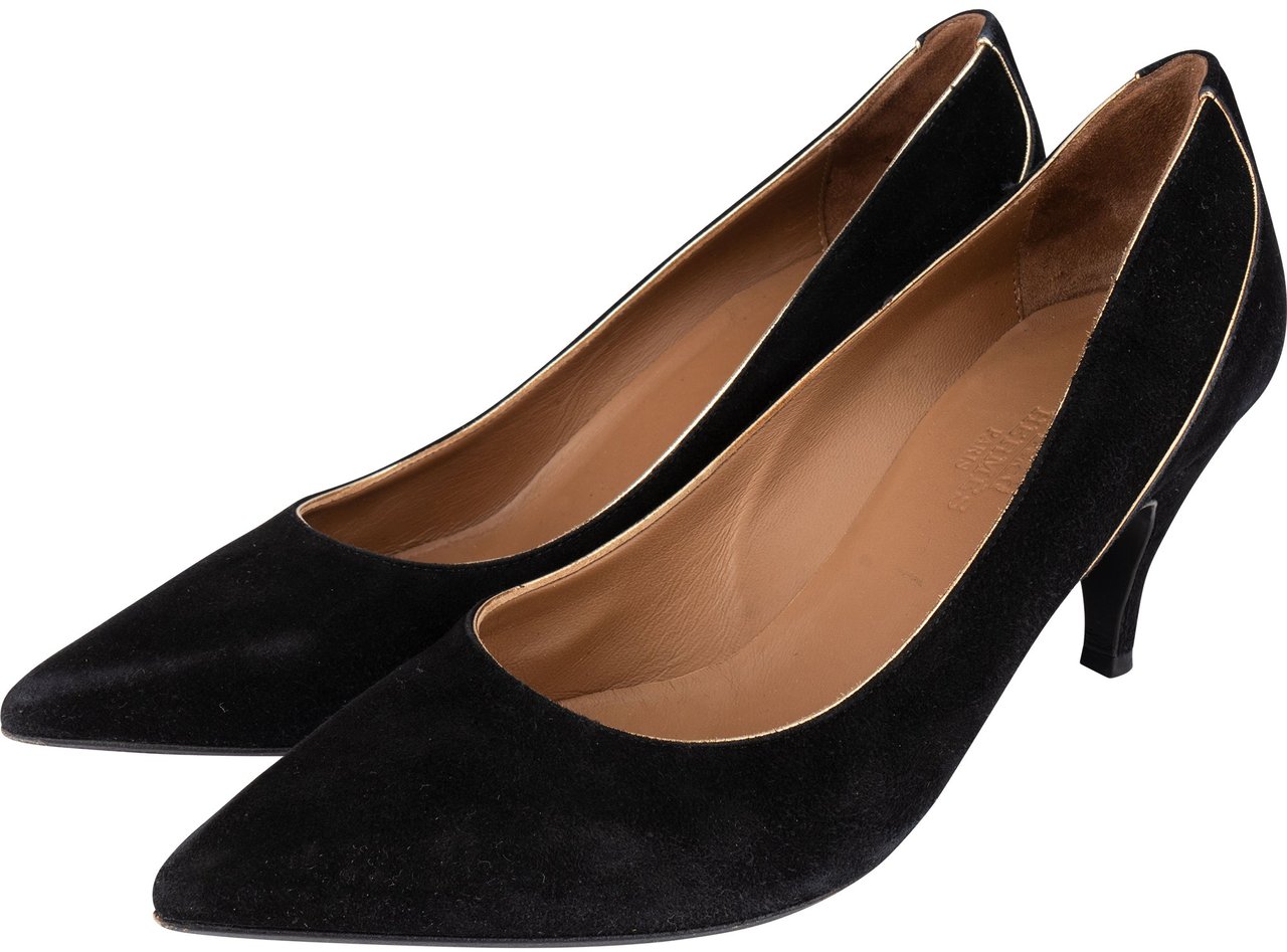 Hermès Noir Suede Lining Heels (34,5) Zwart