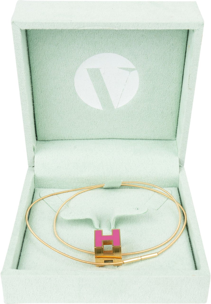 Hermès Hermès Golden Pop H Cube Necklace Goud