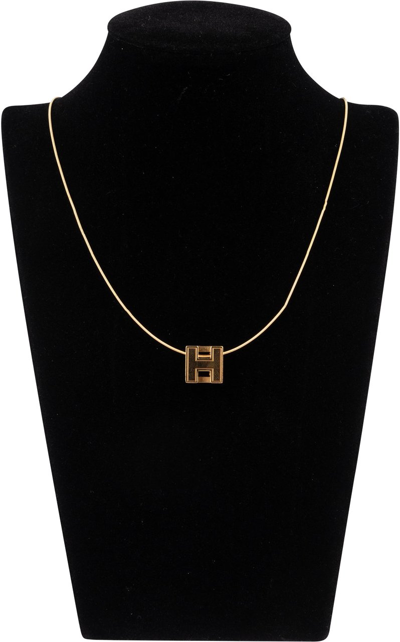 Hermès Hermès Golden Pop H Cube Necklace Goud