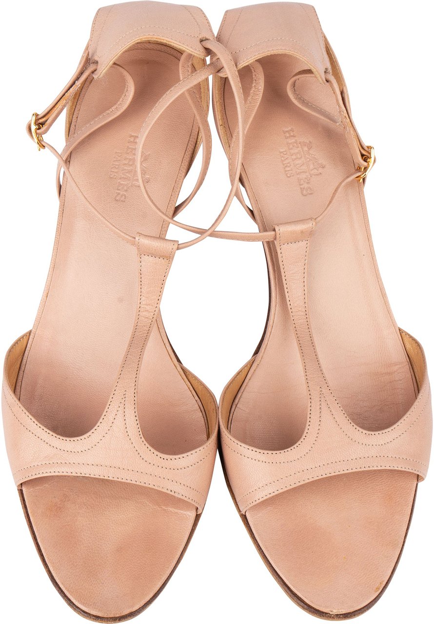 Hermès Hermès Pink Leather String Sandals (36,5) Rood