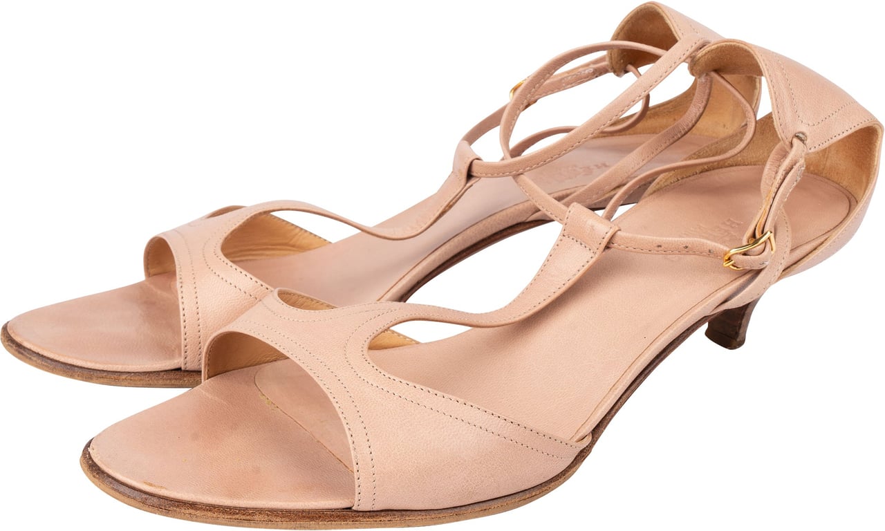 Hermès Hermès Pink Leather String Sandals (36,5) Rood