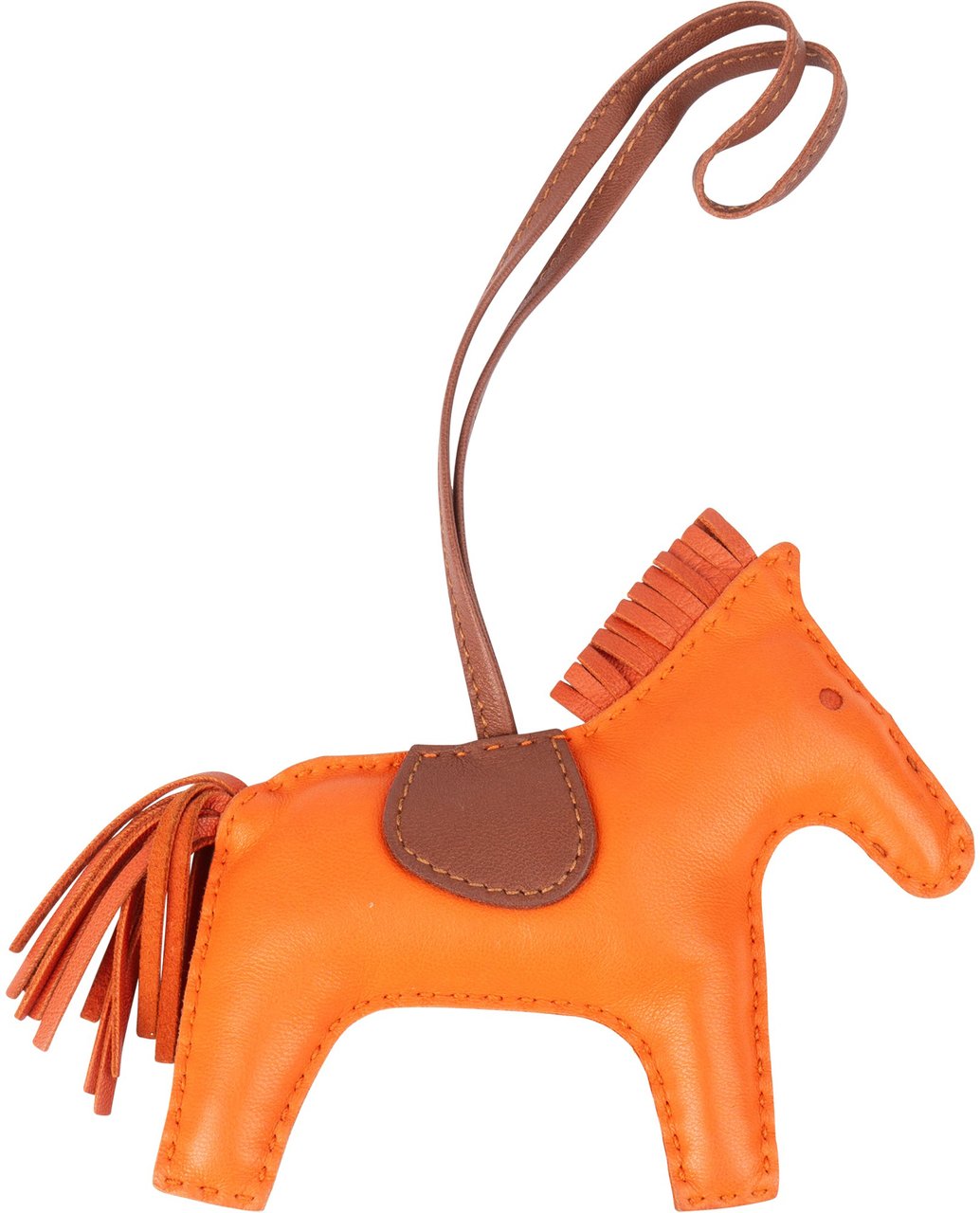 Hermès Hermès Tricolor Leather Rodeo MM Pendant Oranje