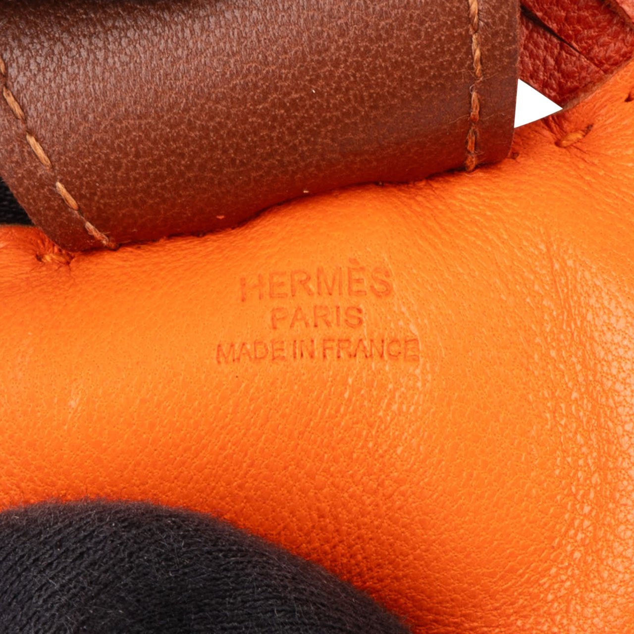 Hermès Hermès Tricolor Leather Rodeo MM Pendant Oranje