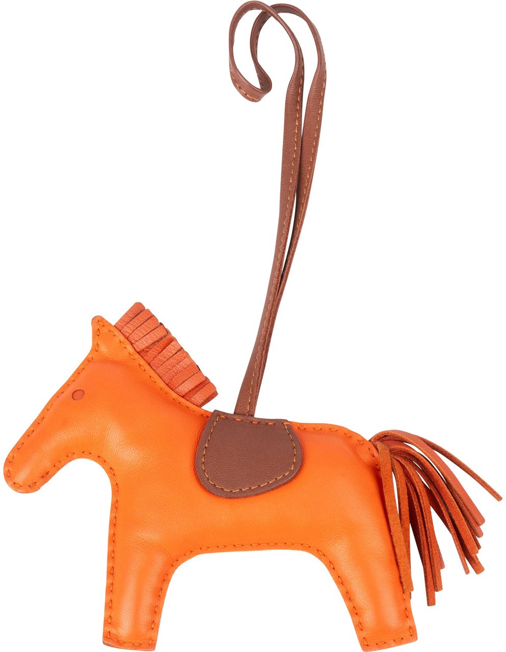 Hermès Hermès Tricolor Leather Rodeo MM Pendant Oranje