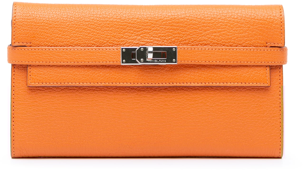 Hermès Chevre Mysore Kelly Longue Wallet Oranje