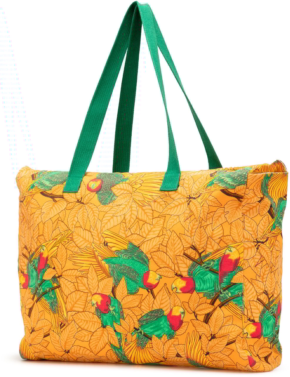 Hermès Toile Les Perroquets Tote Oranje