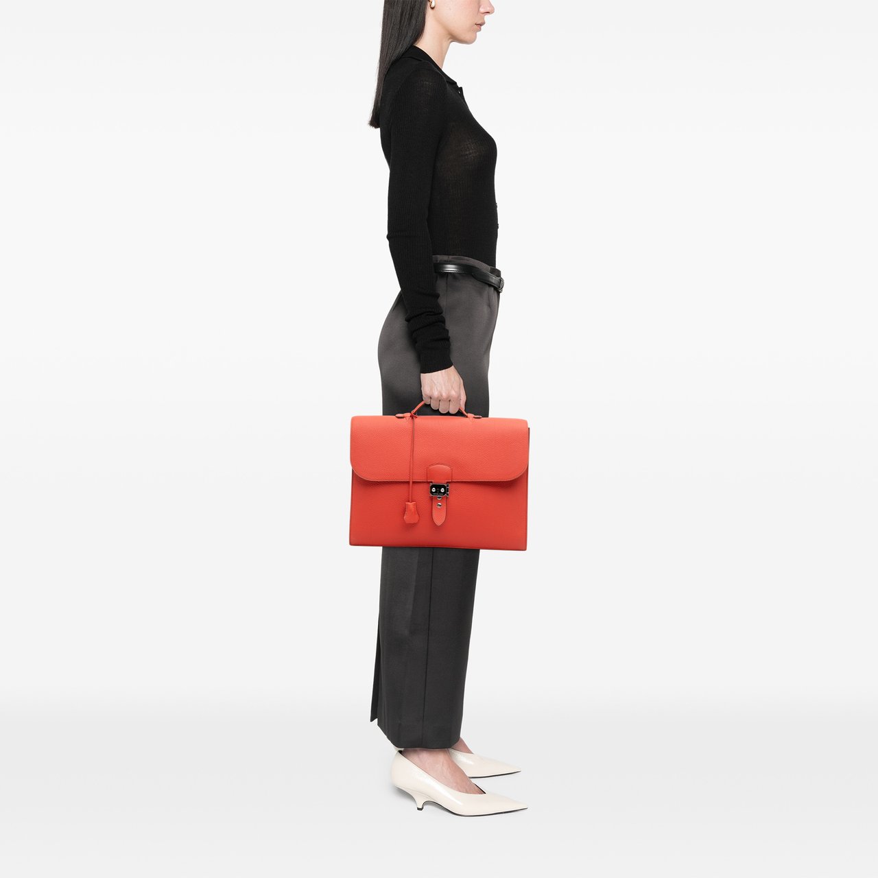 Hermès Togo Sac A Depeches Verso 38 Oranje