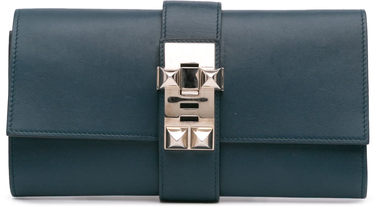 Hermès Tadelakt Medor Clutch 23 Blauw