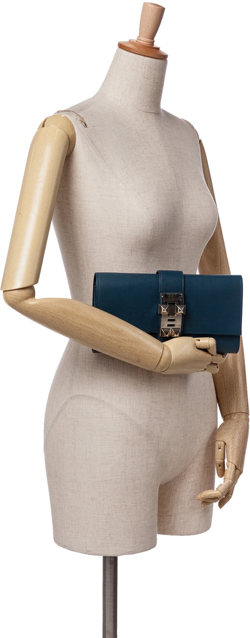 Hermès Tadelakt Medor Clutch 23 Blauw