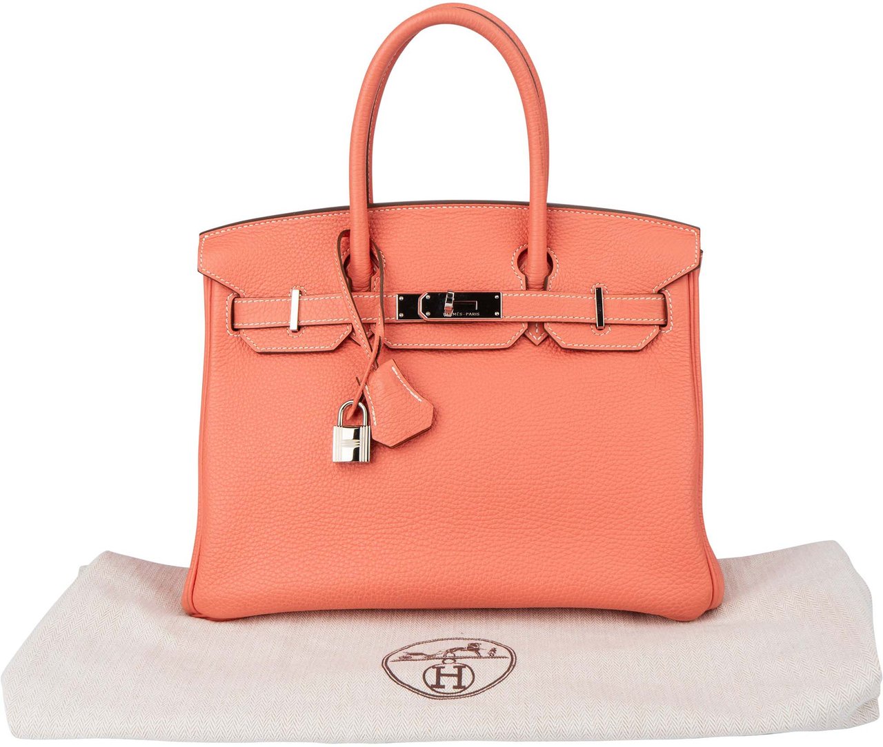 Hermès Crevette Taurillon Clemence Leather Birkin 30 Handbag Roze