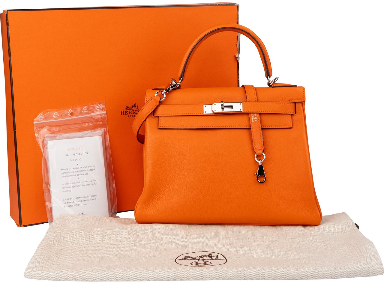 Hermès Orange Swift Leather Kelly 28 Handbag Oranje