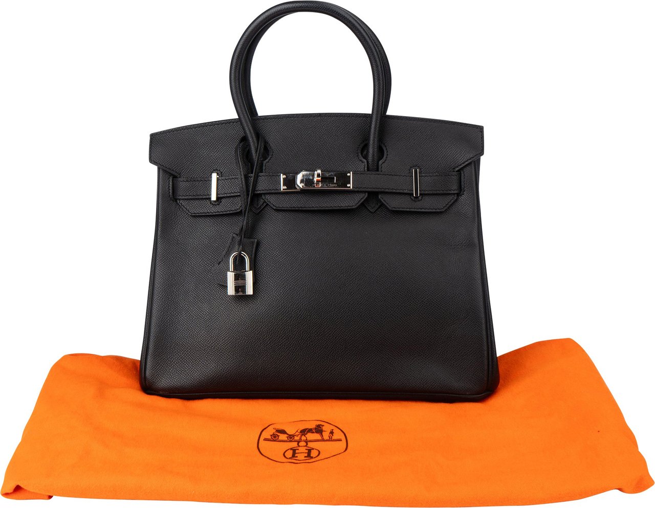 Hermès Hermès Noir Epsom Leather Birkin 30 Handbag Zwart