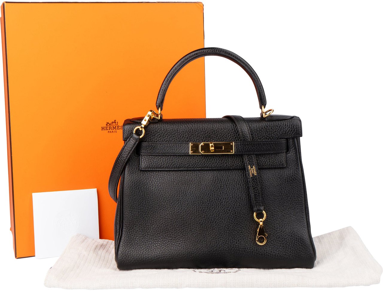 Hermès Hermès Noir Togo Leather Kelly 28 Handbag Zwart