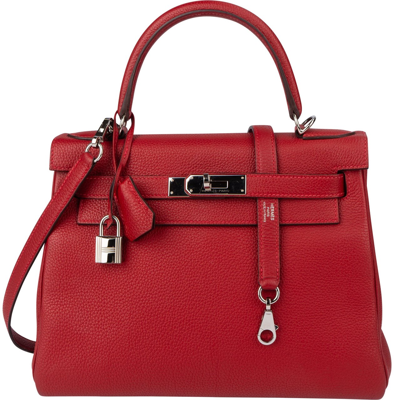 Hermès Hermès Rouge Taurillon Clemence Leather Kelly 28 Handbag Rood