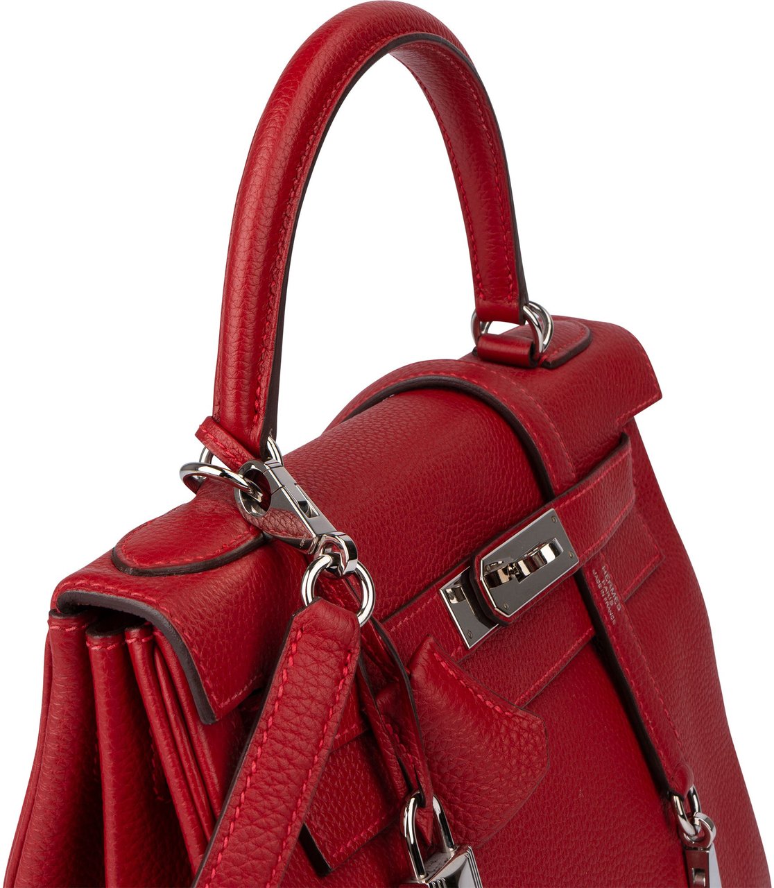Hermès Hermès Rouge Taurillon Clemence Leather Kelly 28 Handbag Rood