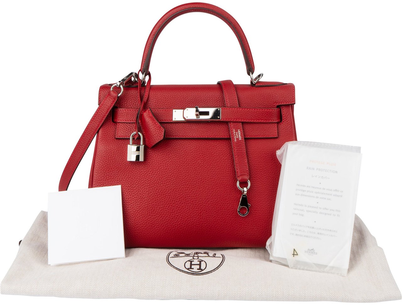 Hermès Hermès Rouge Taurillon Clemence Leather Kelly 28 Handbag Rood
