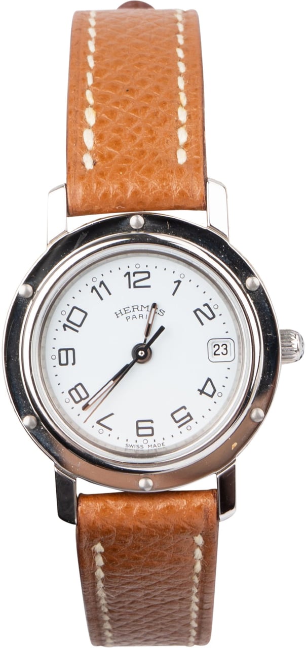 Hermès Hermès Silver Tone Clipper CL4.210 Women Watch Zilver