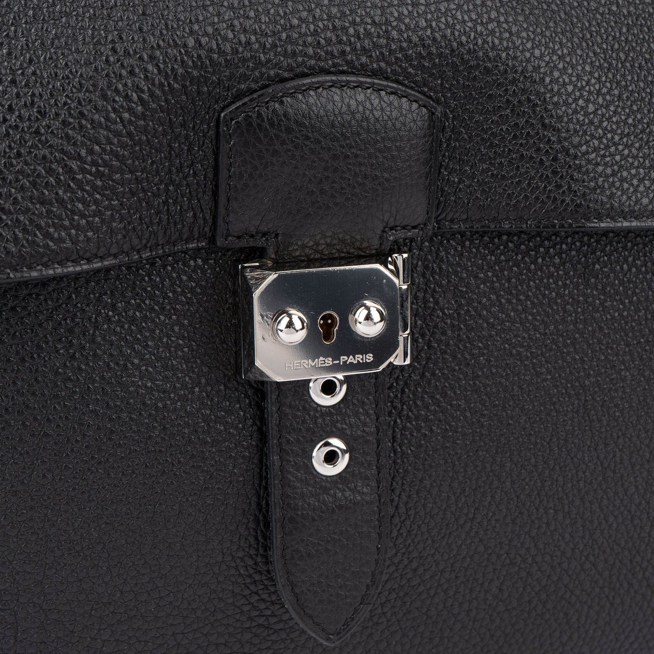 Hermès Noir Leather Sac á Dépéches Business Handbag Zwart