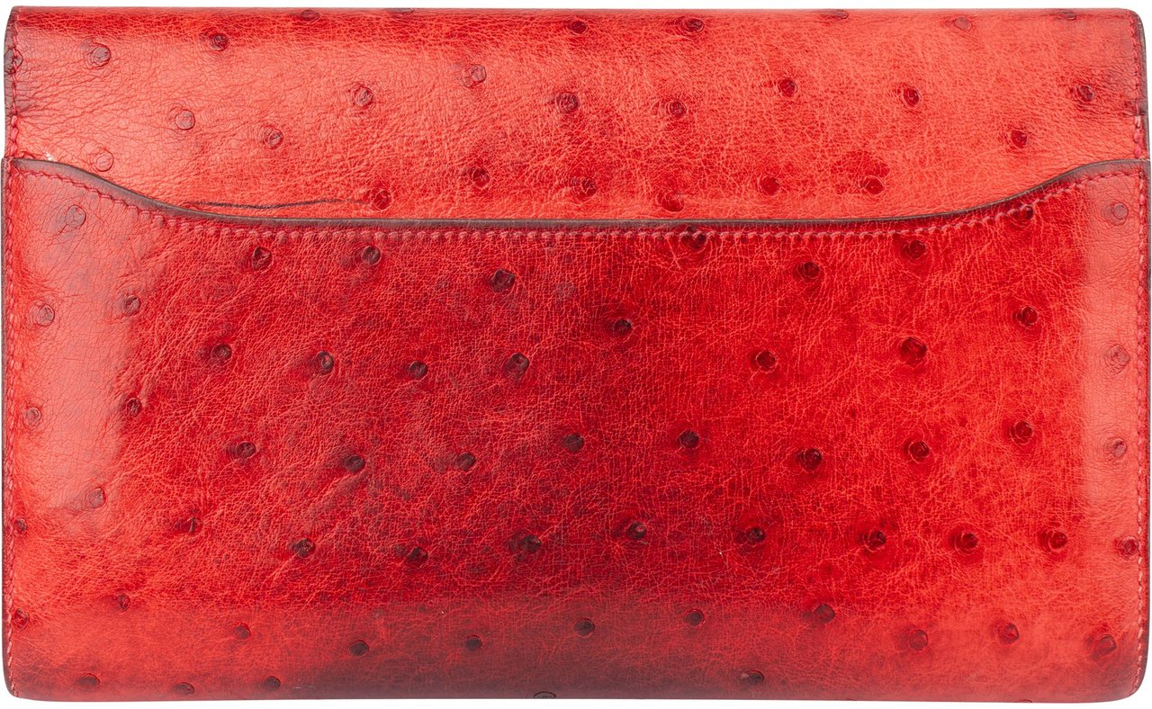 Hermès Hermès Red Ostrich Constance H Wallet Roze