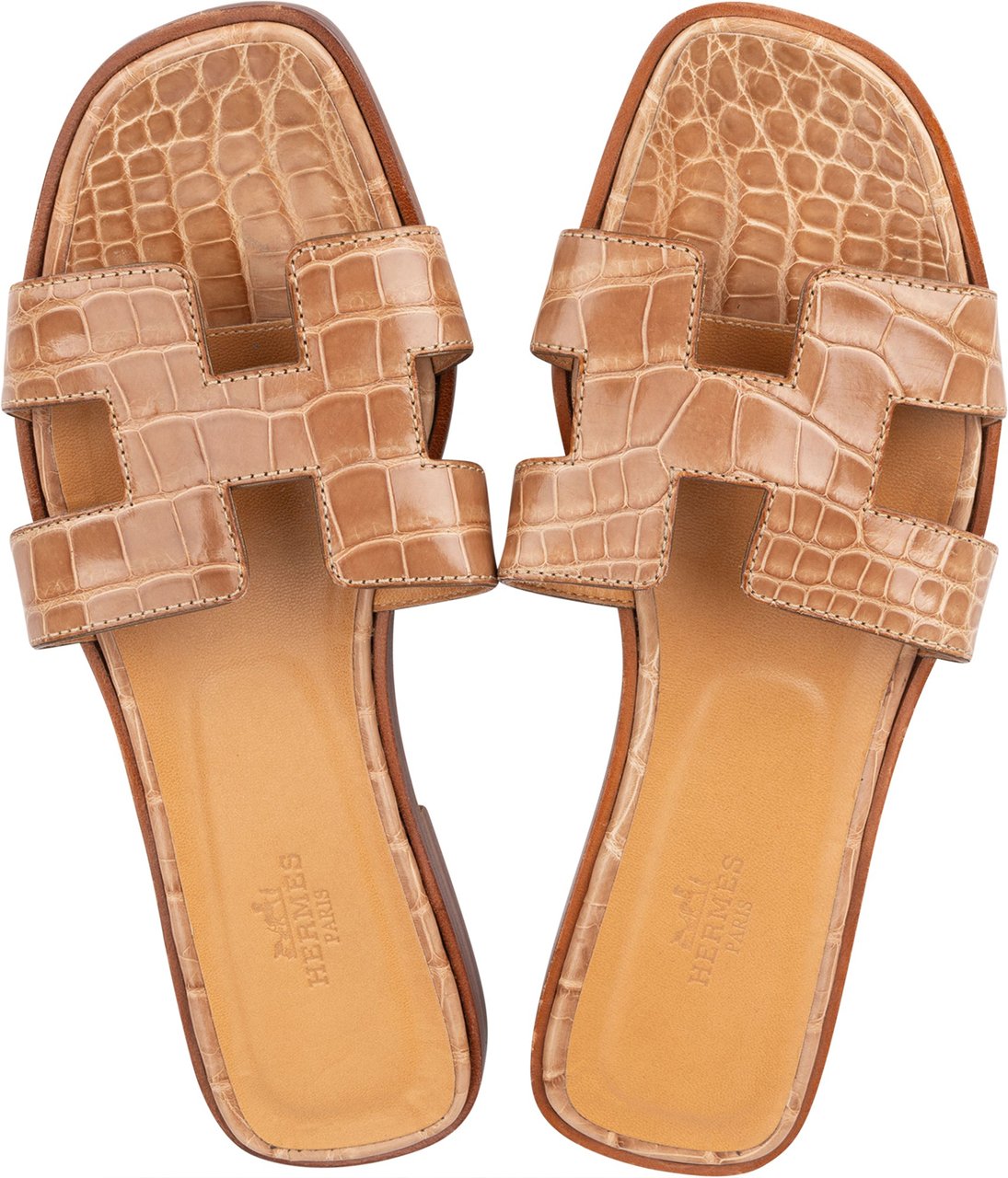 Hermès Hermès Exotic Crocodile Leather Oran Sandals (37) Bruin
