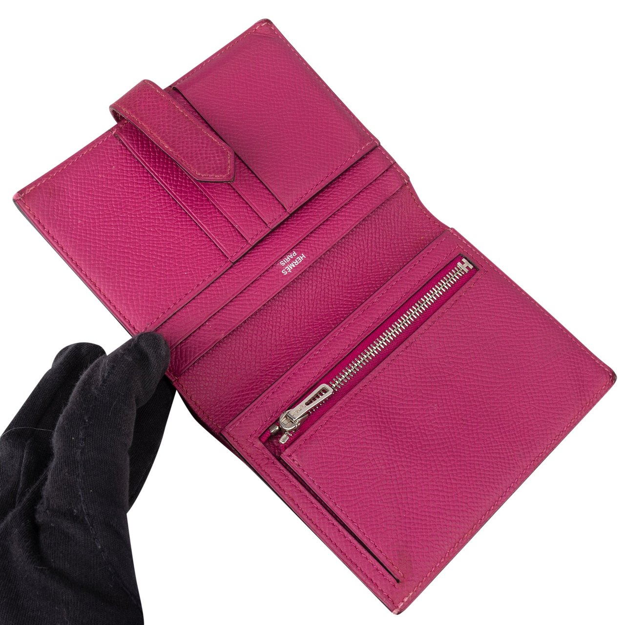 Hermès Hermès Epsom Leather Compact Bean Wallet Rood