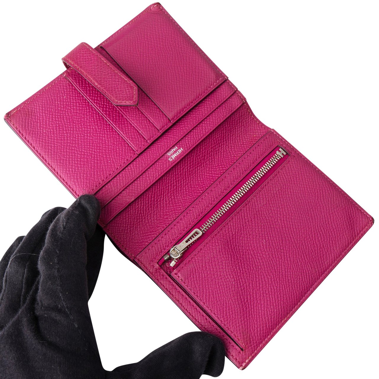 Hermès Hermès Epsom Leather Compact Bean Wallet Rood