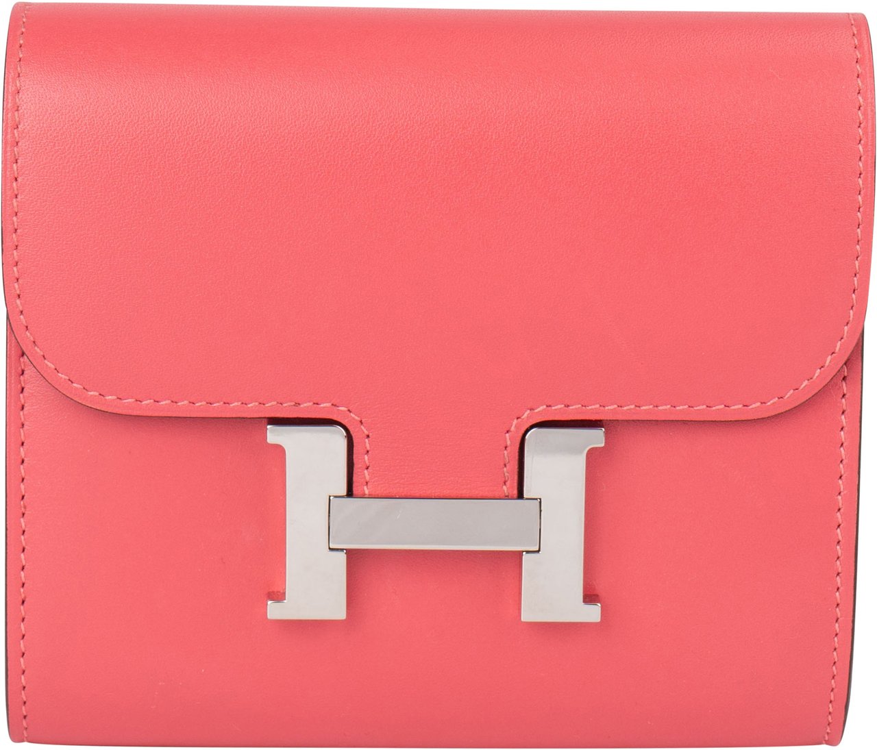 Hermès Hermès Pink Leather Palladiun H Constance Wallet Rood