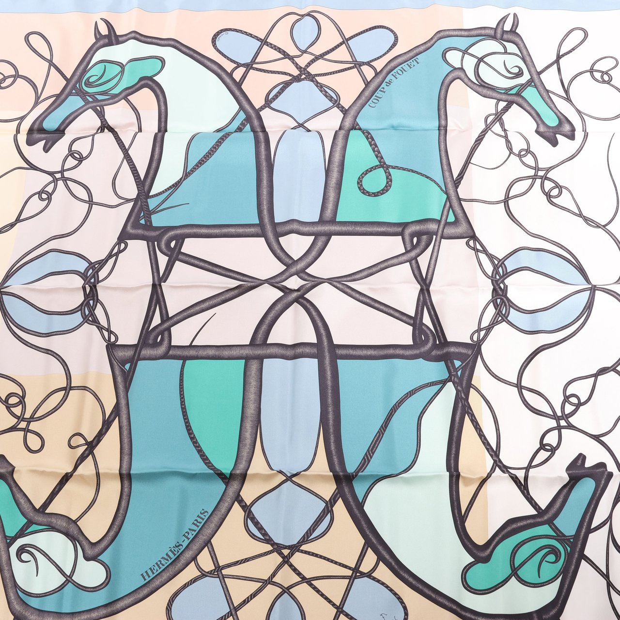 Hermès Hermès Carré 90 "Coup De Fouet" Silk Scarf Beige