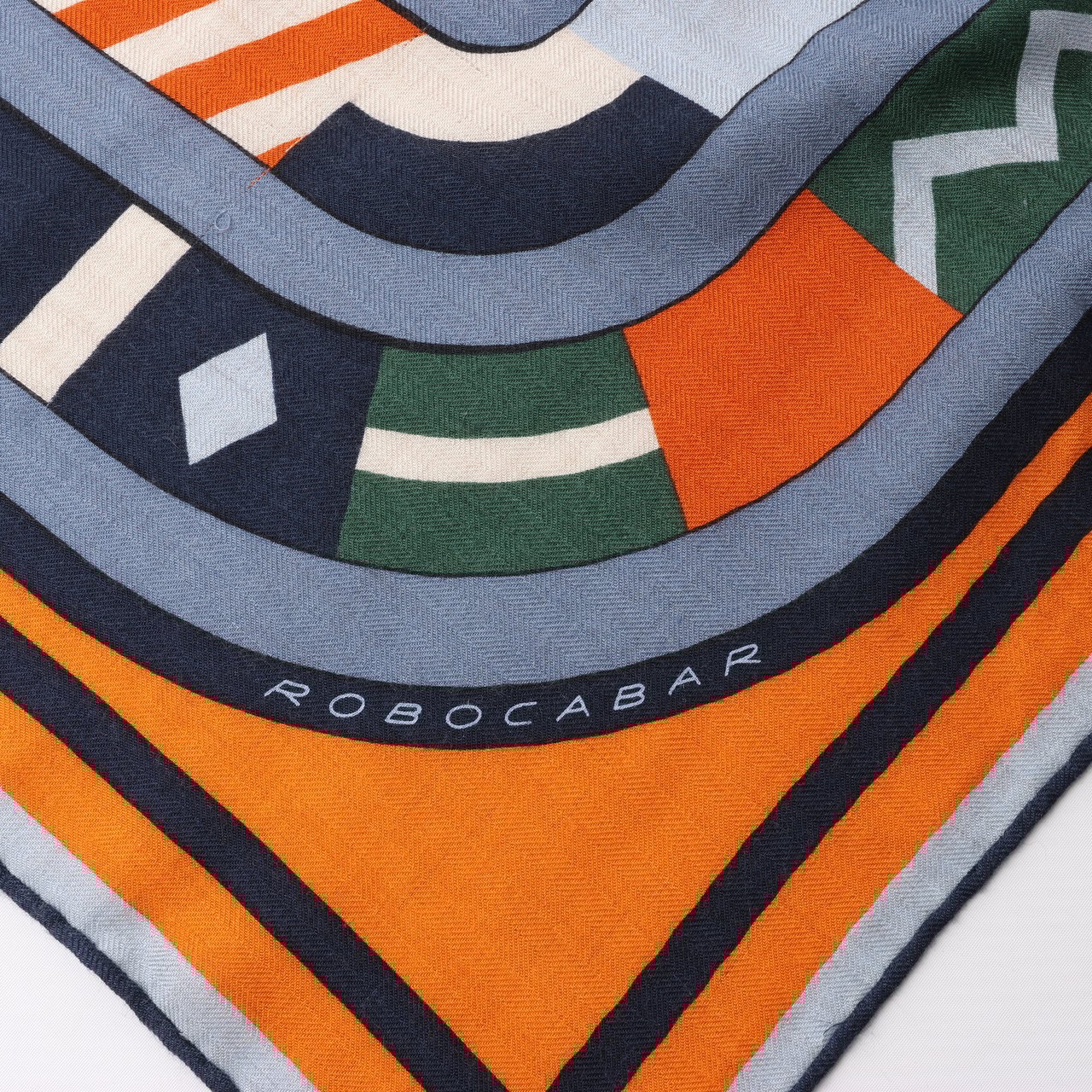 Hermès Hermès Carré 100 "ROBOCABAR" Cashmere and Silk Scarf in Blue x Orange Oranje