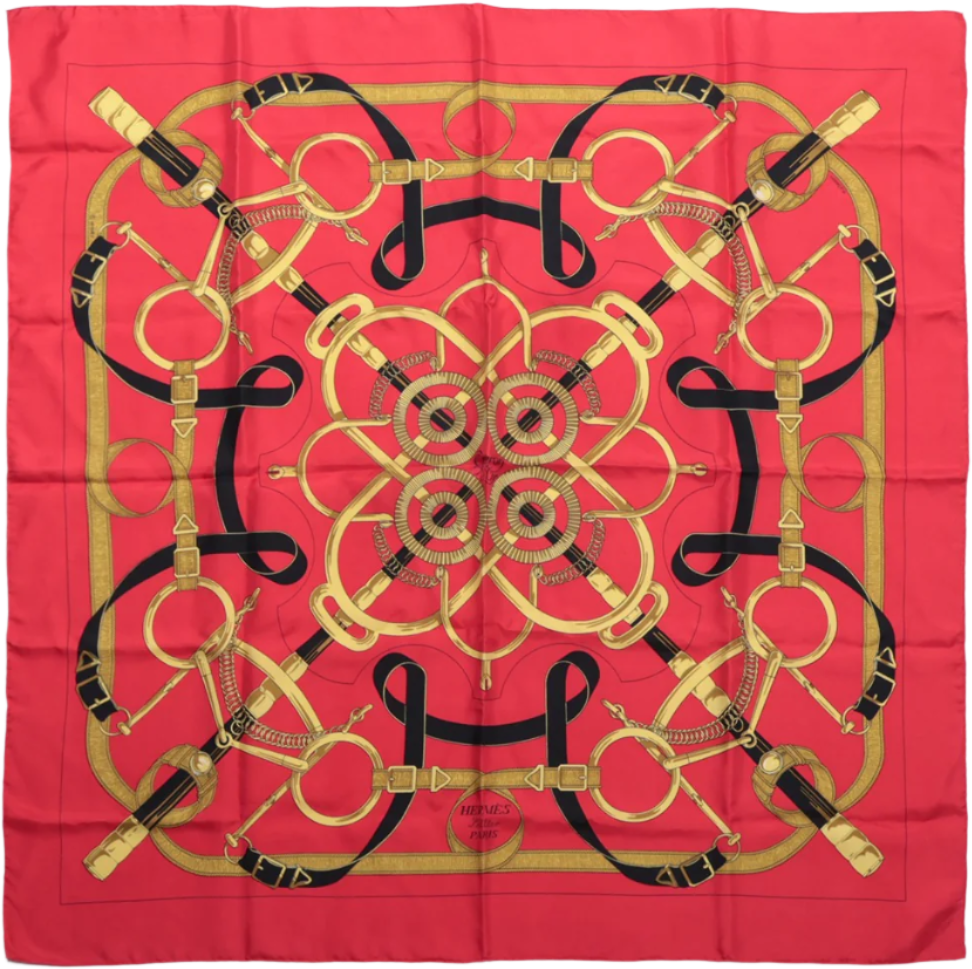 Hermès Hermès Carré 90 " Eperon d'or" Silk handkerchief in Red Rood