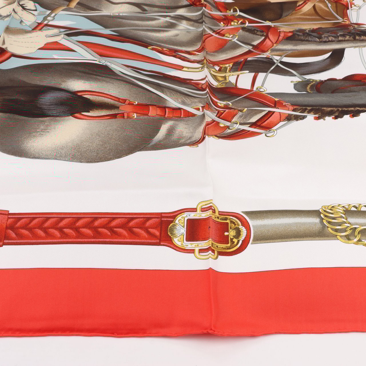 Hermès Hermès Carré 90 "ATTELAGE EN ARBALETE" Silk handkerchief in Red Rood