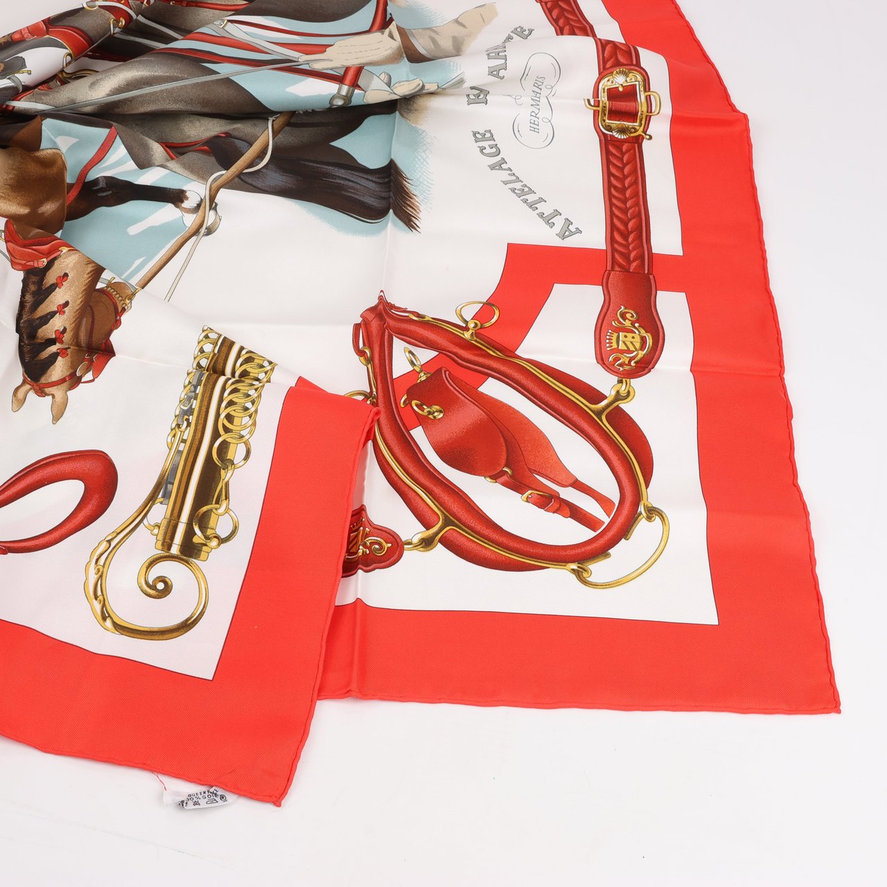 Hermès Hermès Carré 90 "ATTELAGE EN ARBALETE" Silk handkerchief in Red Rood