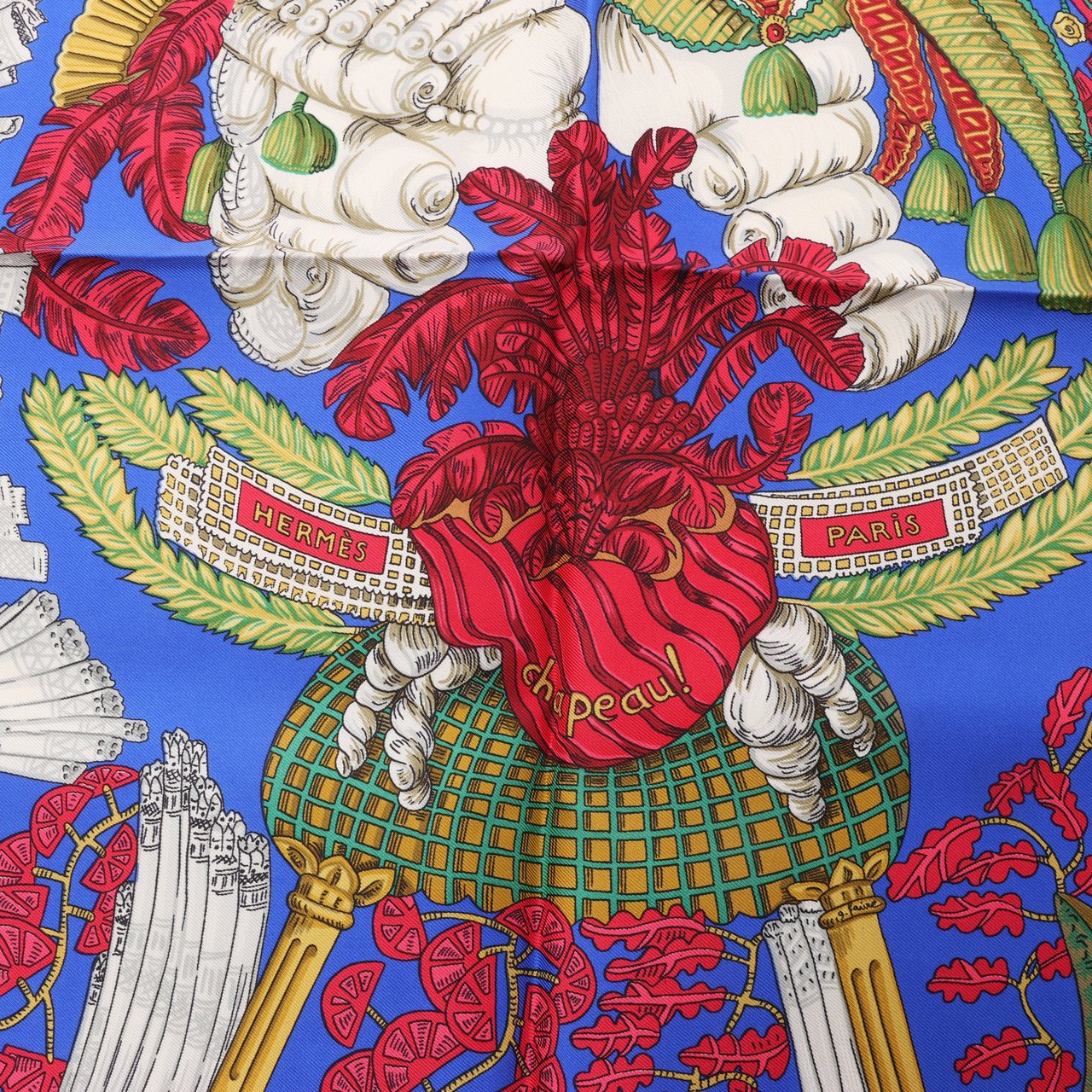 Hermès Hermès Carré 90 "Chapeau" 100% Silk Scarf in Blue Blauw