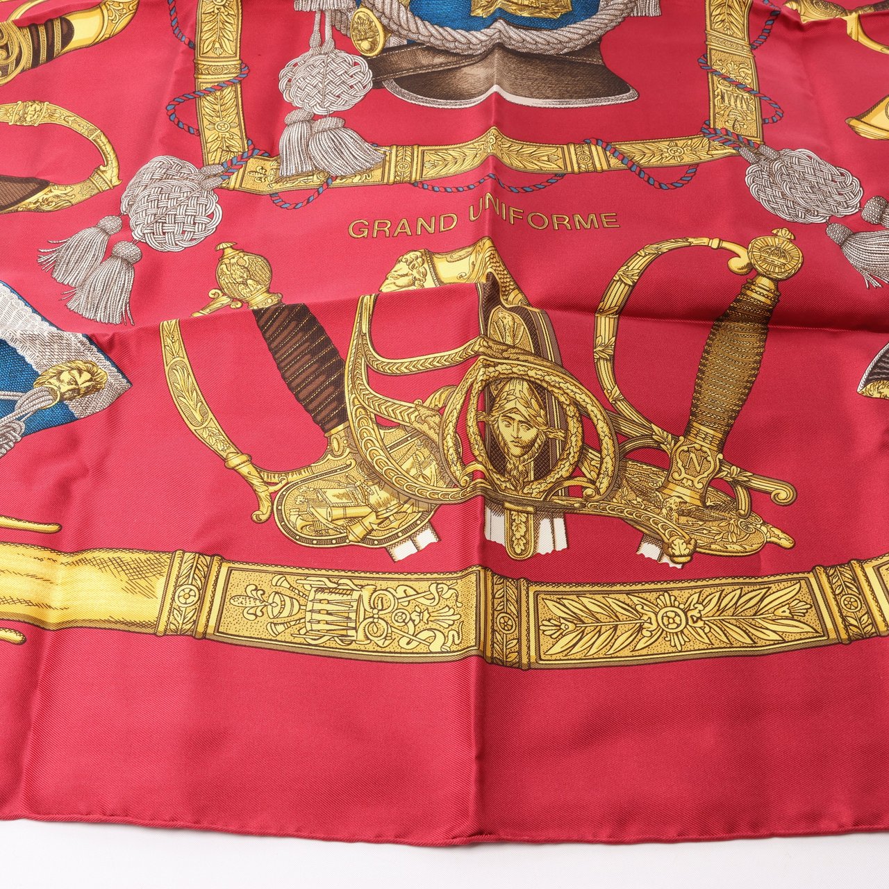 Hermès Hermès Carré 90 "GRAND UNIFORME" 100% Silk Scarf in Burgundy Maroon