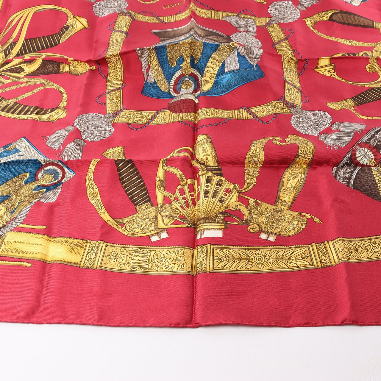 Hermès Hermès Carré 90 "GRAND UNIFORME" 100% Silk Scarf in Burgundy Maroon