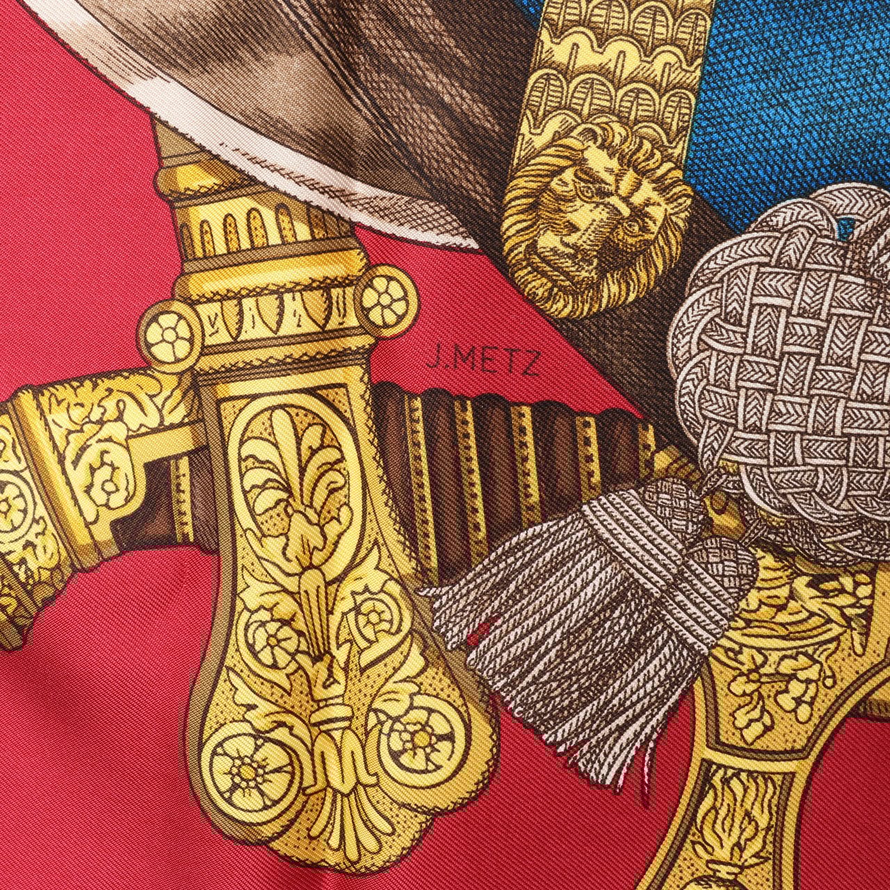 Hermès Hermès Carré 90 "GRAND UNIFORME" 100% Silk Scarf in Burgundy Maroon