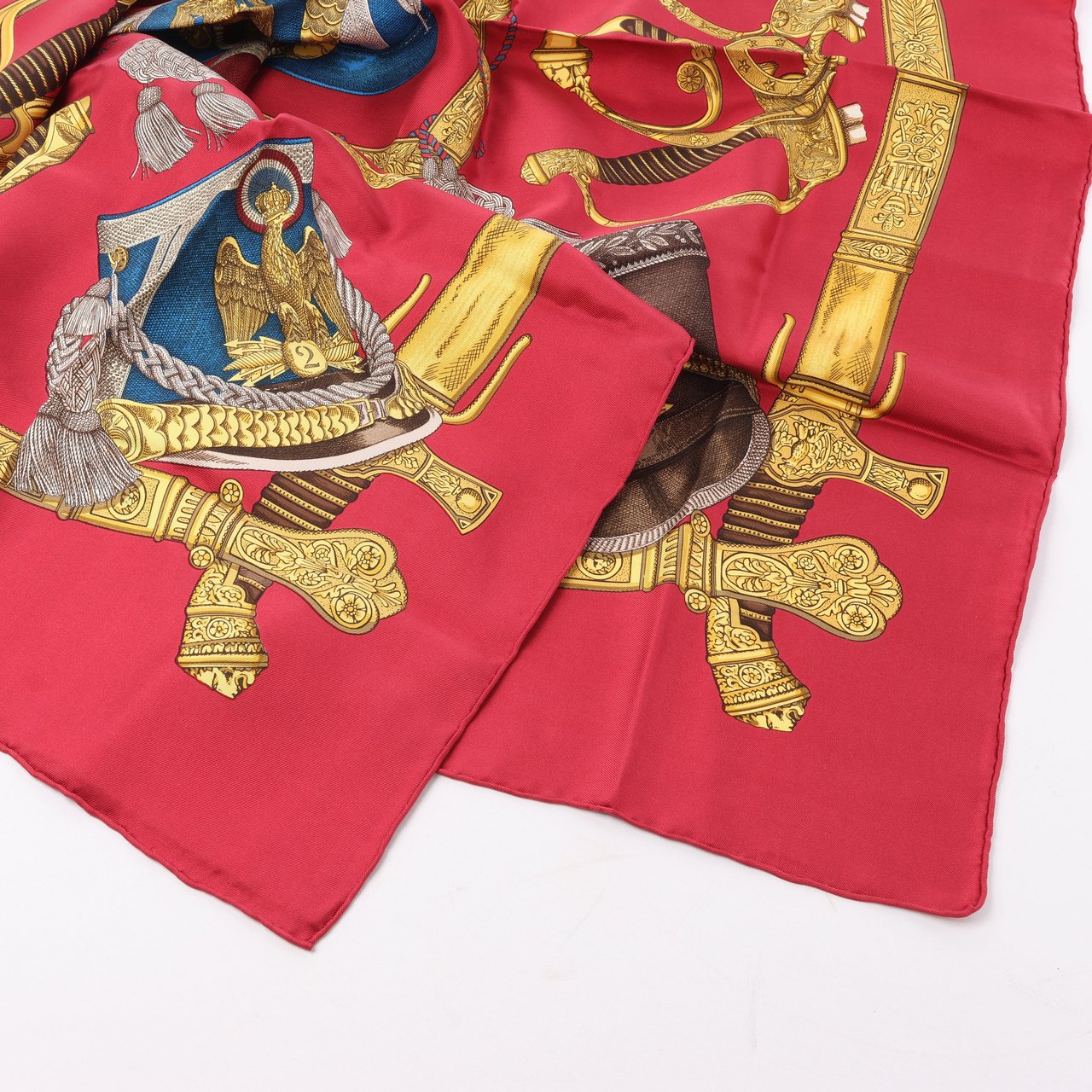 Hermès Hermès Carré 90 "GRAND UNIFORME" 100% Silk Scarf in Burgundy Maroon