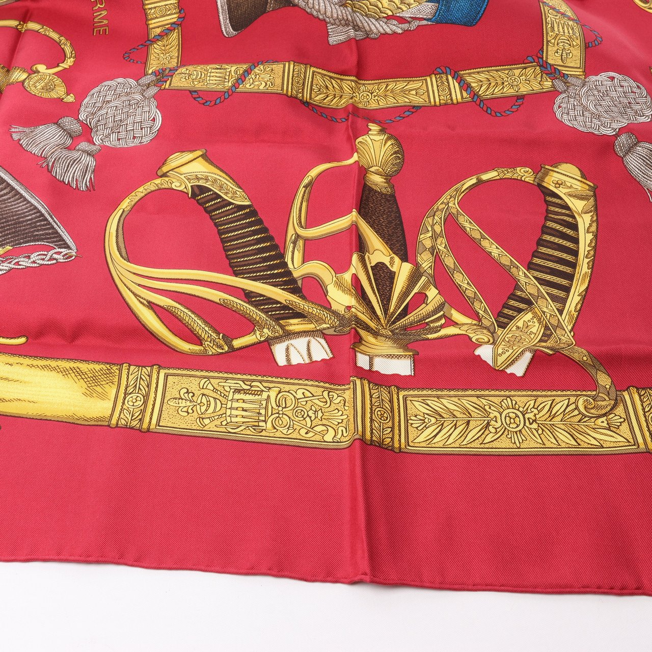 Hermès Hermès Carré 90 "GRAND UNIFORME" 100% Silk Scarf in Burgundy Maroon