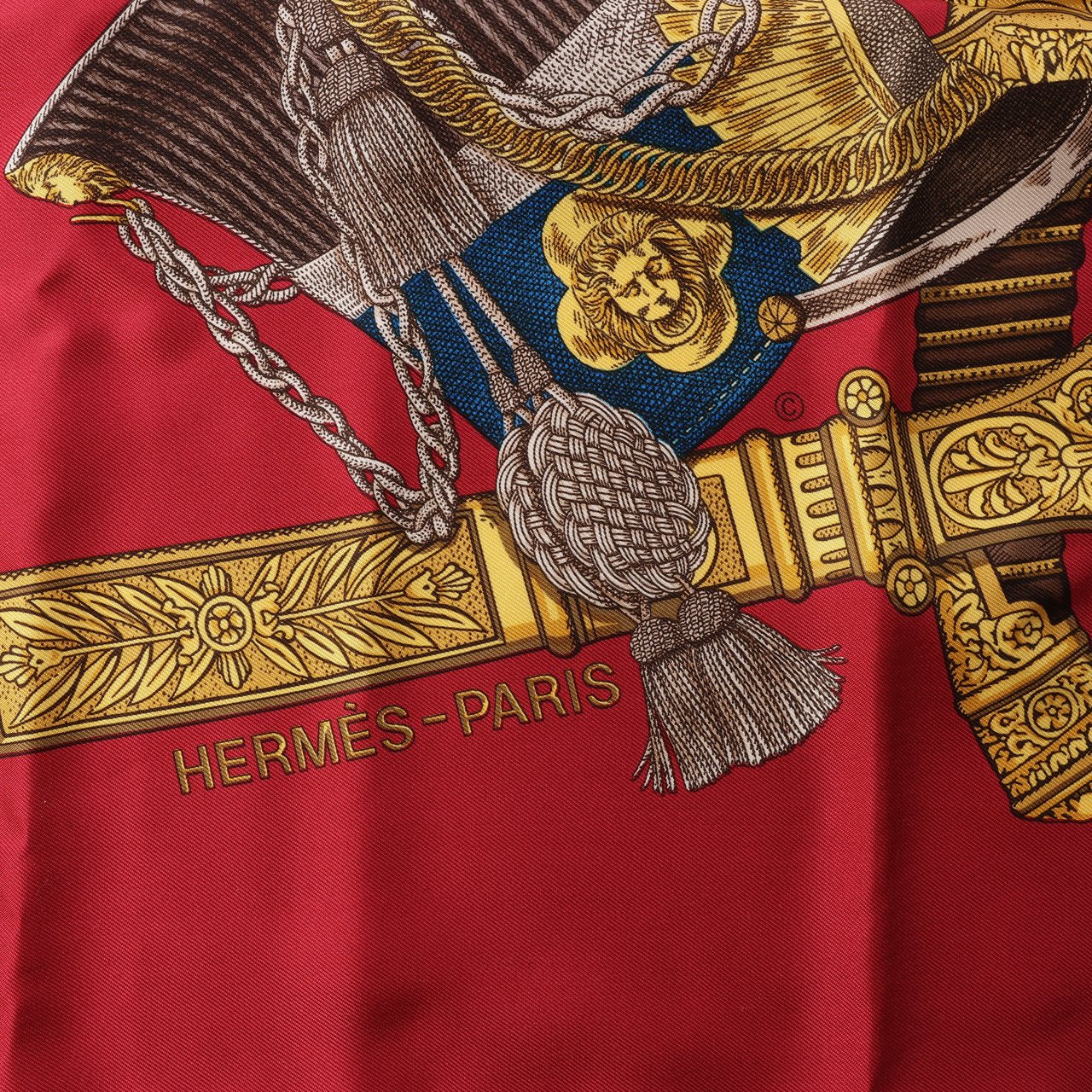 Hermès Hermès Carré 90 "GRAND UNIFORME" 100% Silk Scarf in Burgundy Maroon