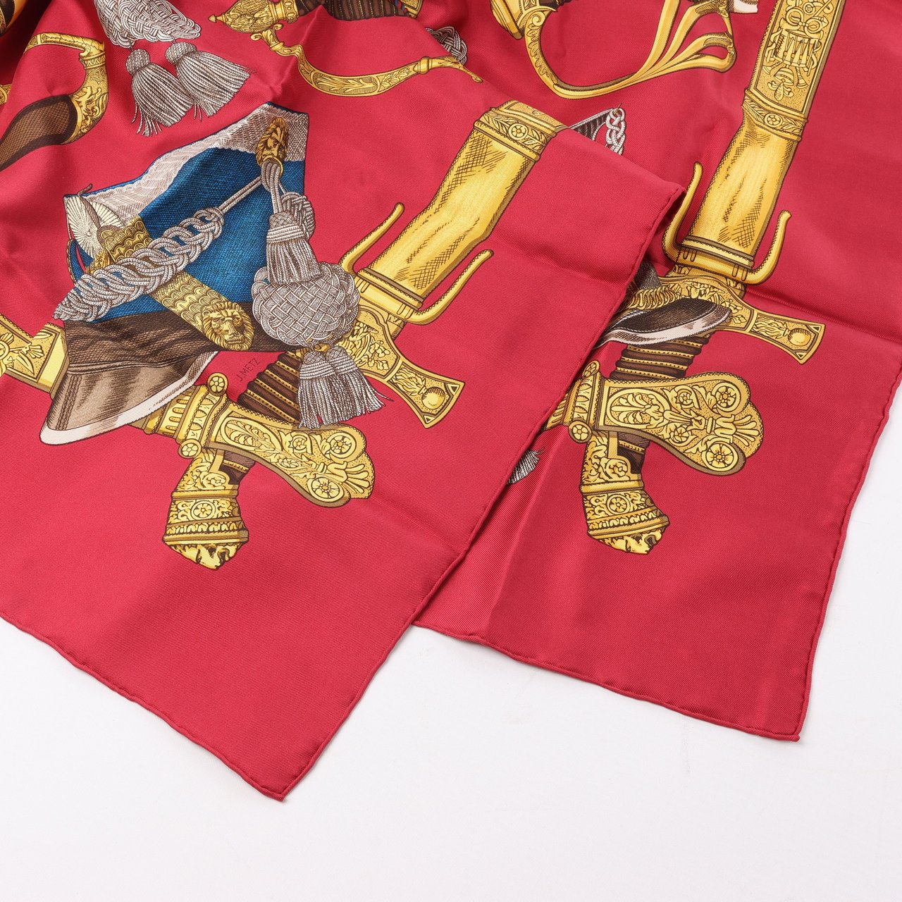 Hermès Hermès Carré 90 "GRAND UNIFORME" 100% Silk Scarf in Burgundy Maroon