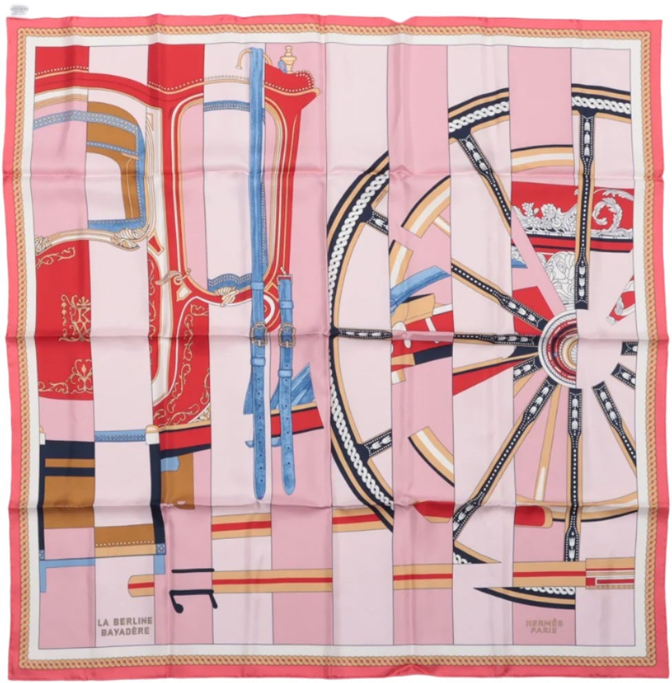 Hermès Hermès Carré 90 "LA BERLINE BAYADERE" 100% Silk Scarf in Pink Roze