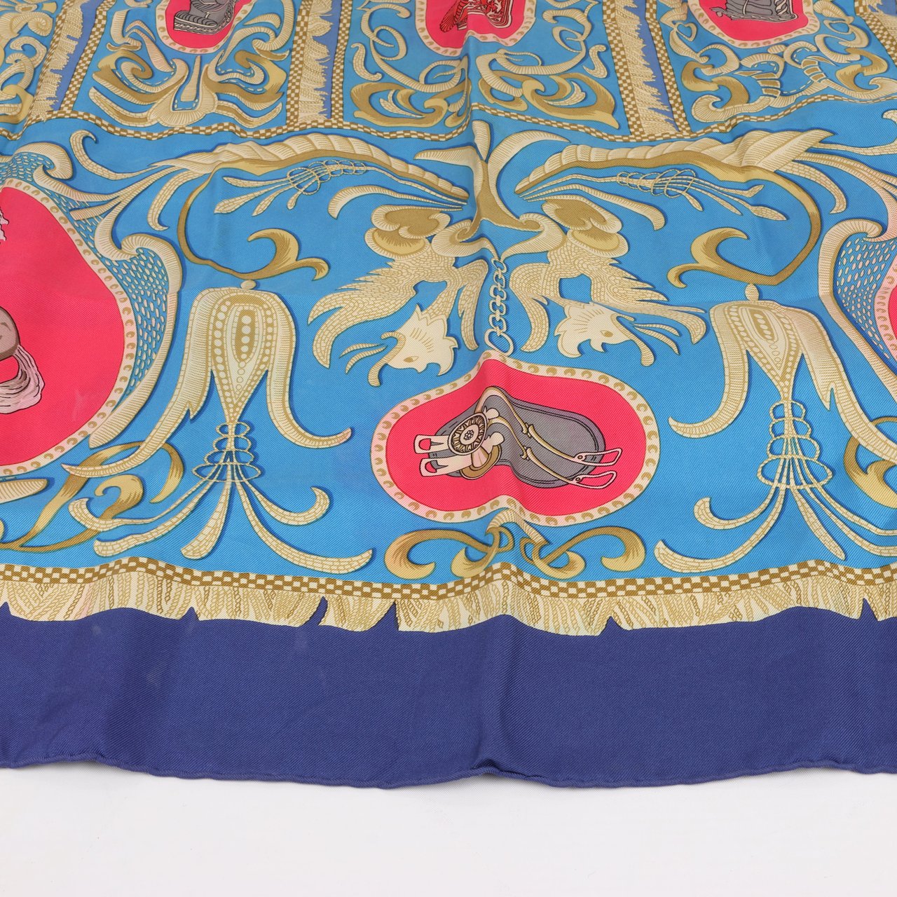 Hermès Hermès Carré 90 "LA PRESENTATION" 100% Silk Scarf in Navy Blue Navy