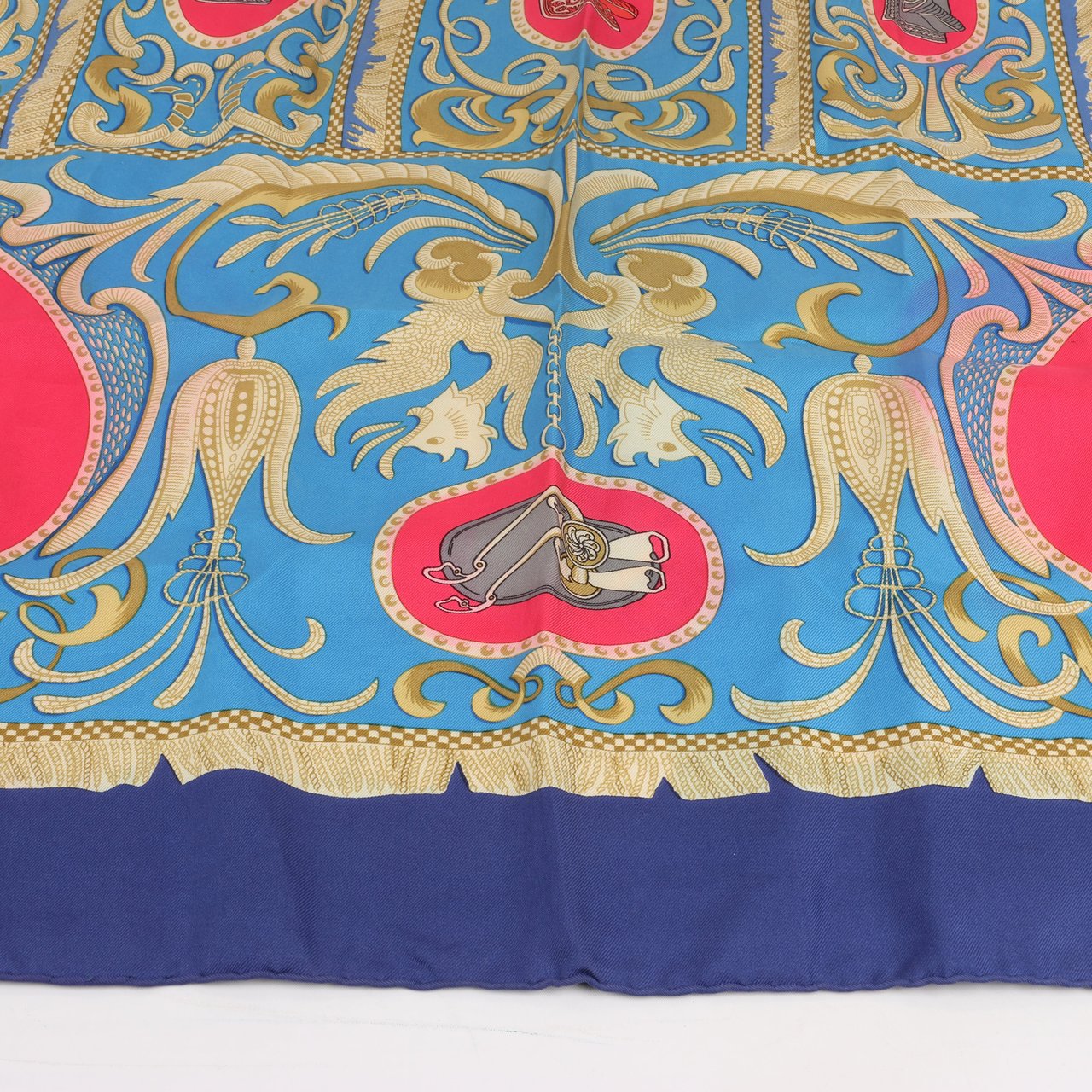 Hermès Hermès Carré 90 "LA PRESENTATION" 100% Silk Scarf in Navy Blue Navy