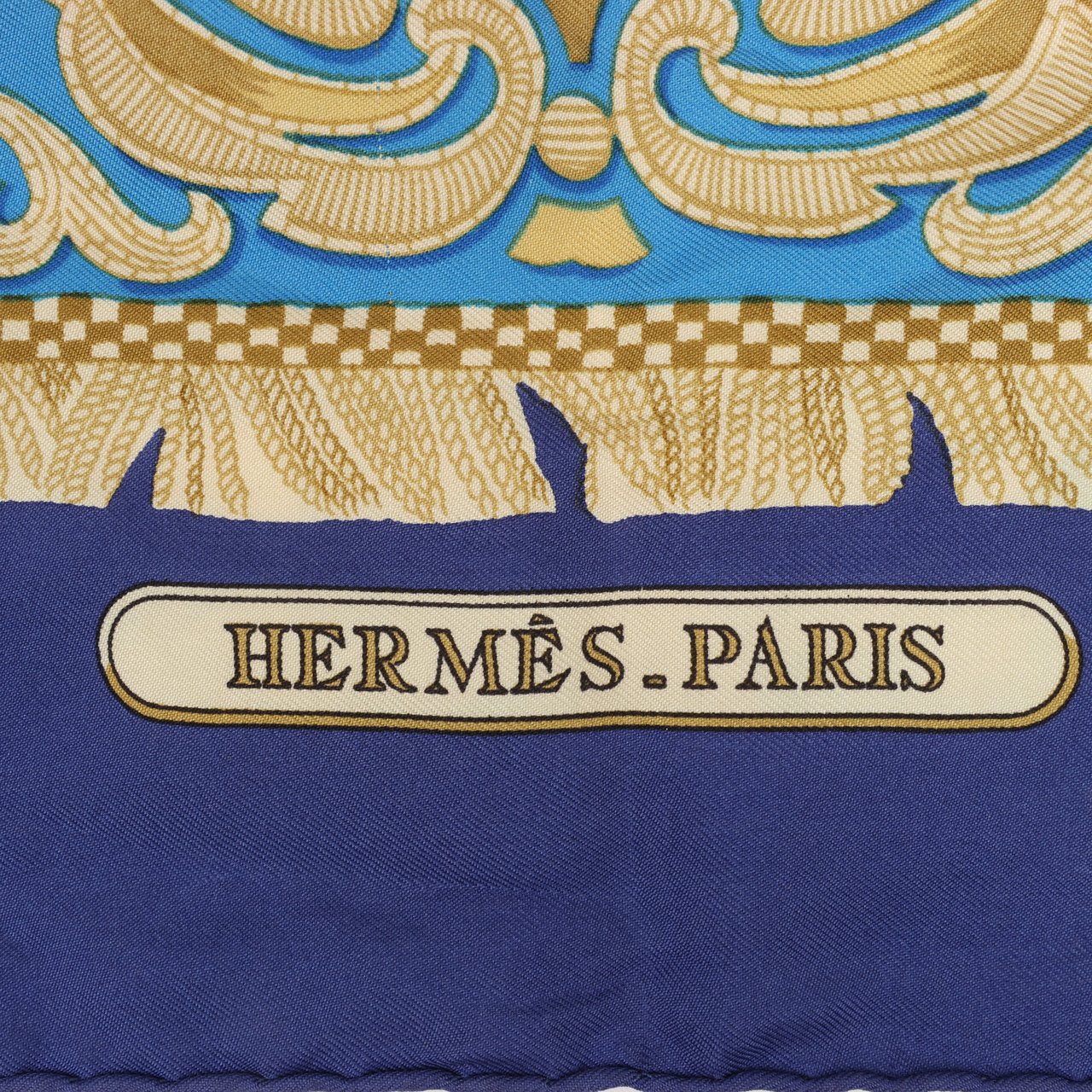Hermès Hermès Carré 90 "LA PRESENTATION" 100% Silk Scarf in Navy Blue Navy