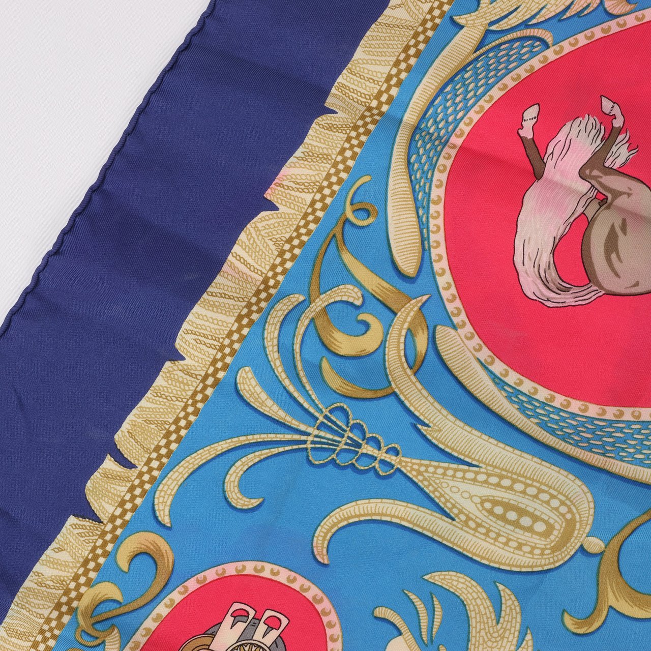 Hermès Hermès Carré 90 "LA PRESENTATION" 100% Silk Scarf in Navy Blue Navy