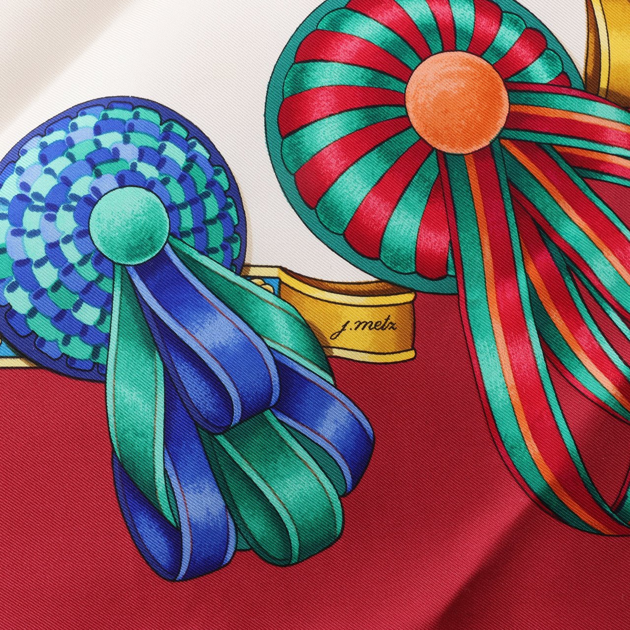 Hermès Hermès Carré 90 "LES RUBANS DU CHEVAL" 100% Silk Scarf in Burgundy Maroon