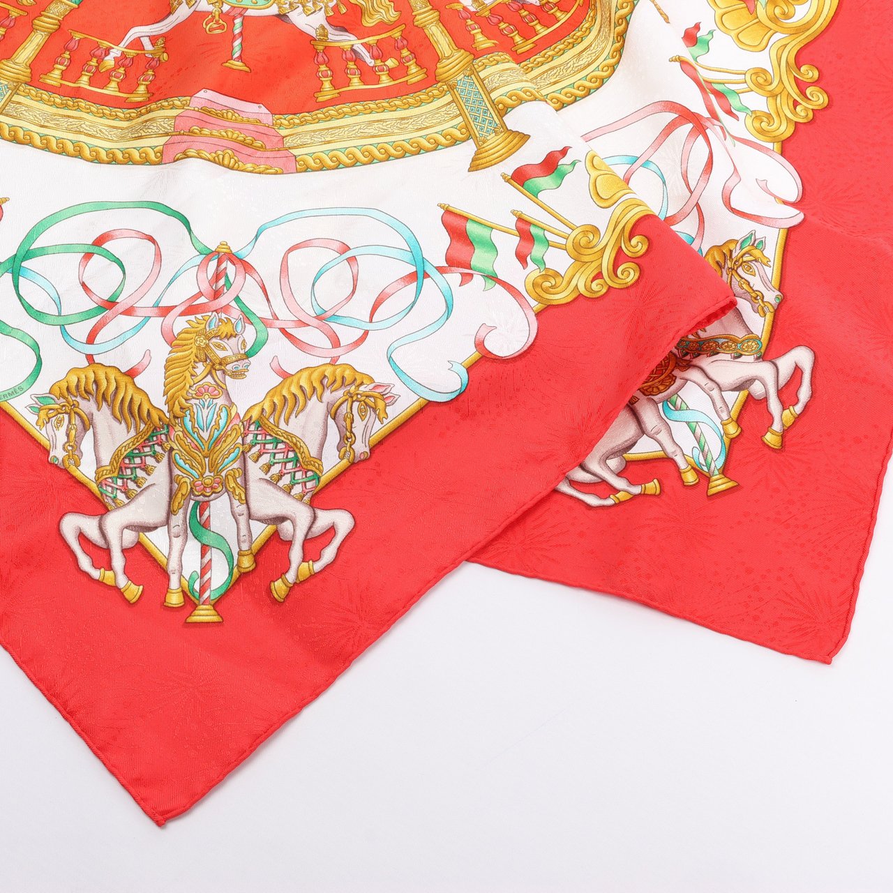 Hermès Hermès Carré 90 "LUNAPARK" 100% Silk Scarf in Red Rood
